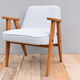 Fauteuil restauré vintage, 1960, tissu bleu clair