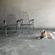 Set of two vintage folding chairs with an aluminium wire frame.