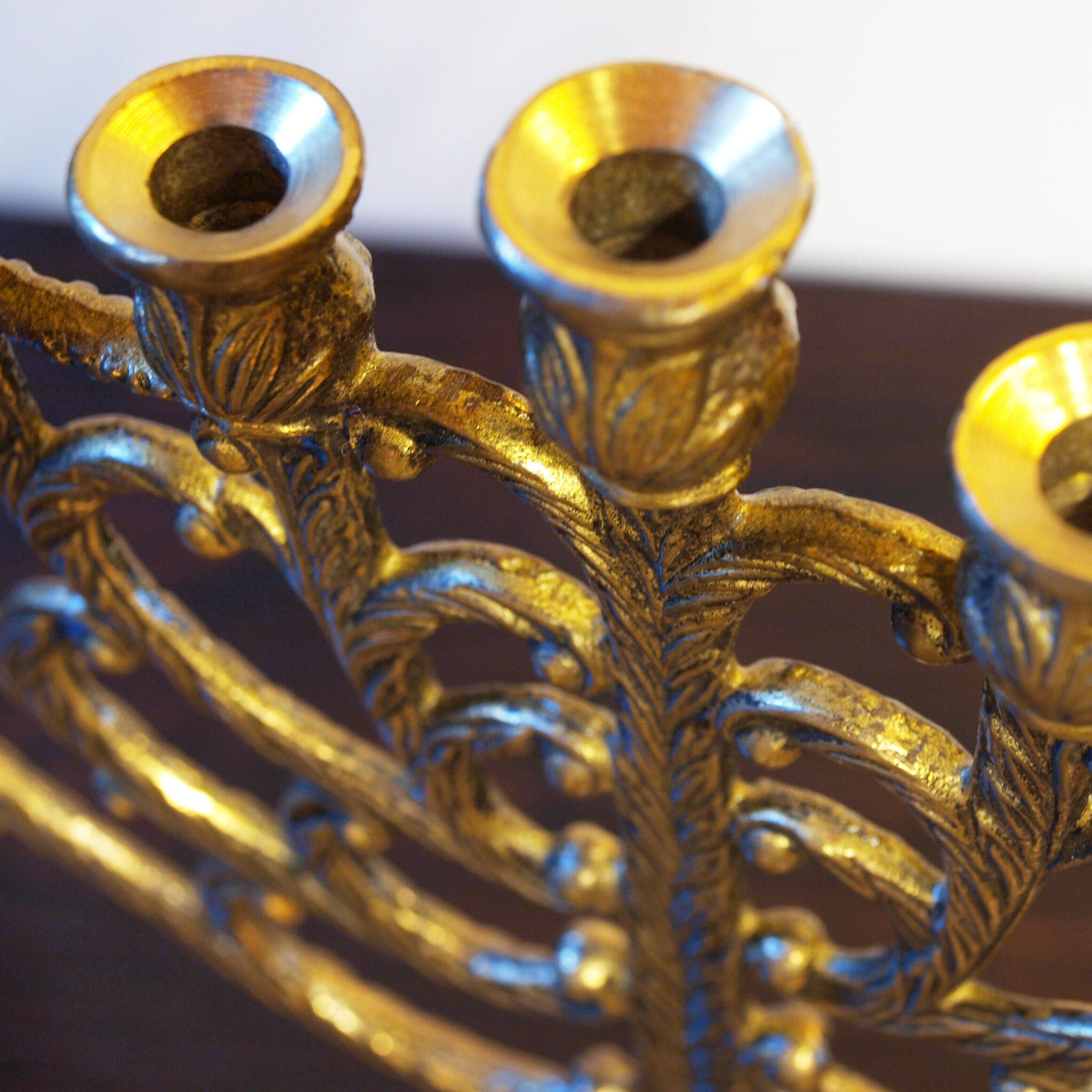 Menorah Hanukkah Brass Chandelier by Tamar