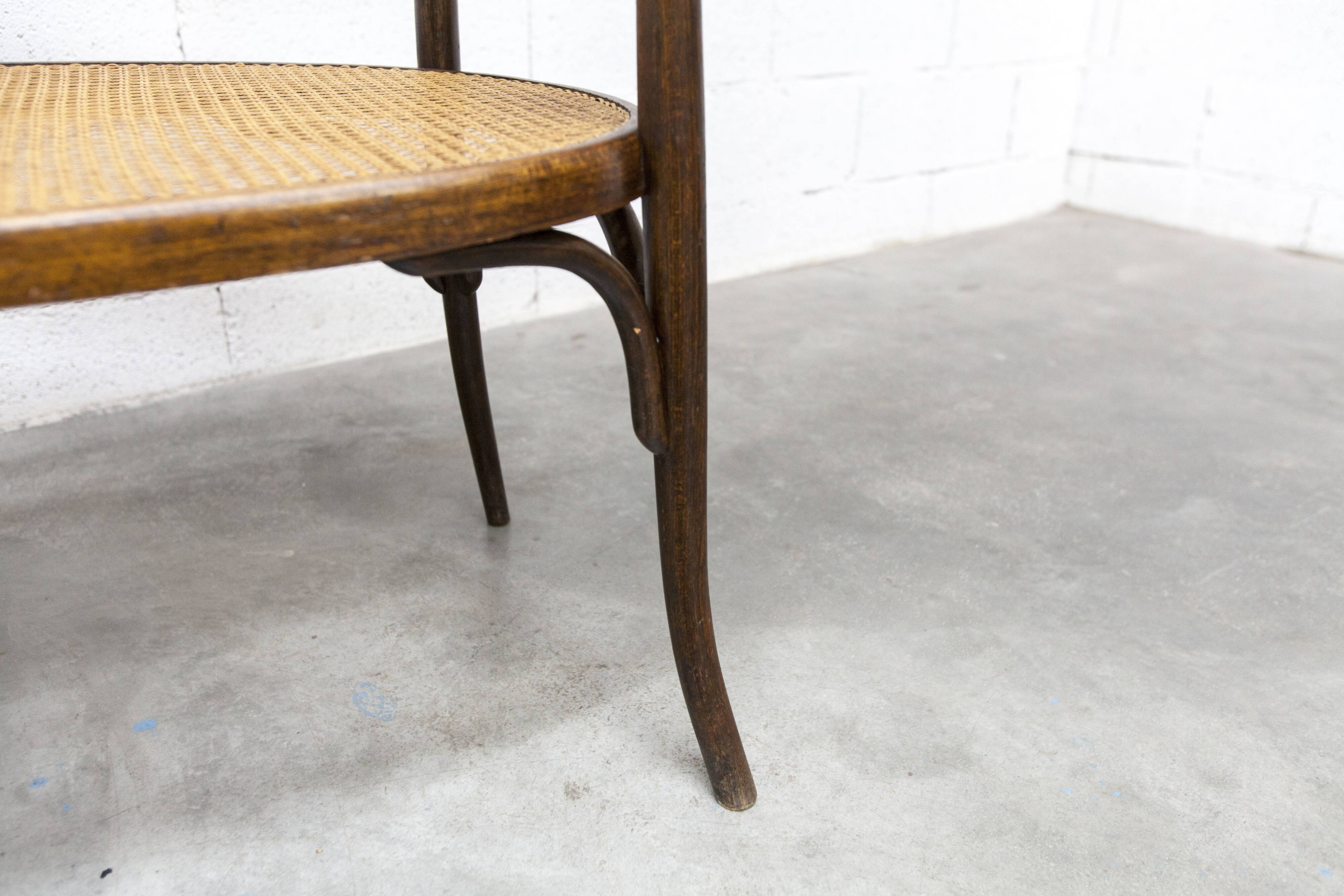 Fischel bench 1930 curved wood artisanal cane handmade
