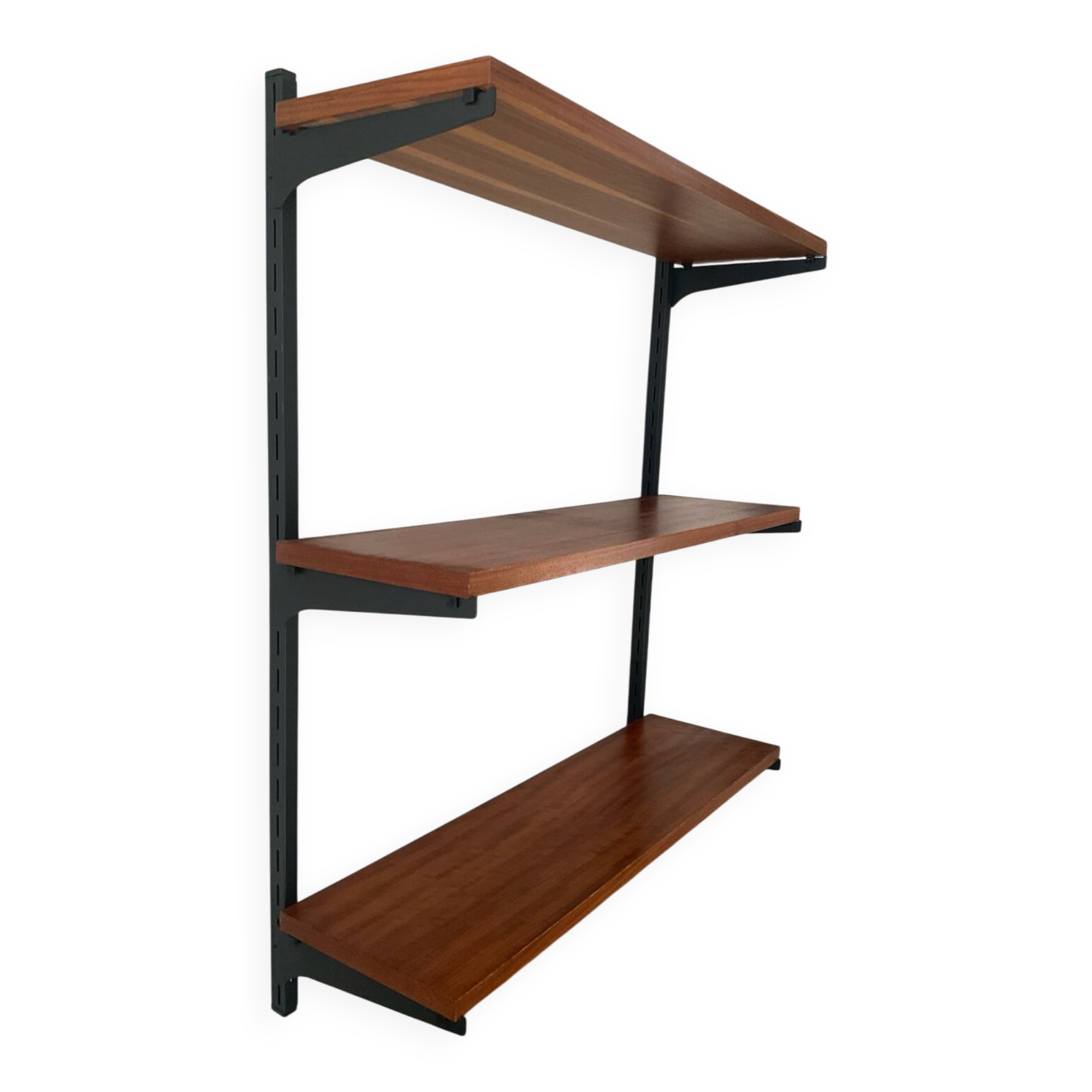 Scandinavian shelf in teak and metal, 1960s-70s.