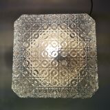 Square glass ceiling light with bubbles 1960's