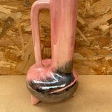 Antique Pink Ceramic Vase Glazed Black Decor Vintage