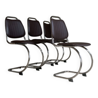 Chaises traineau chromées année 70 vintage