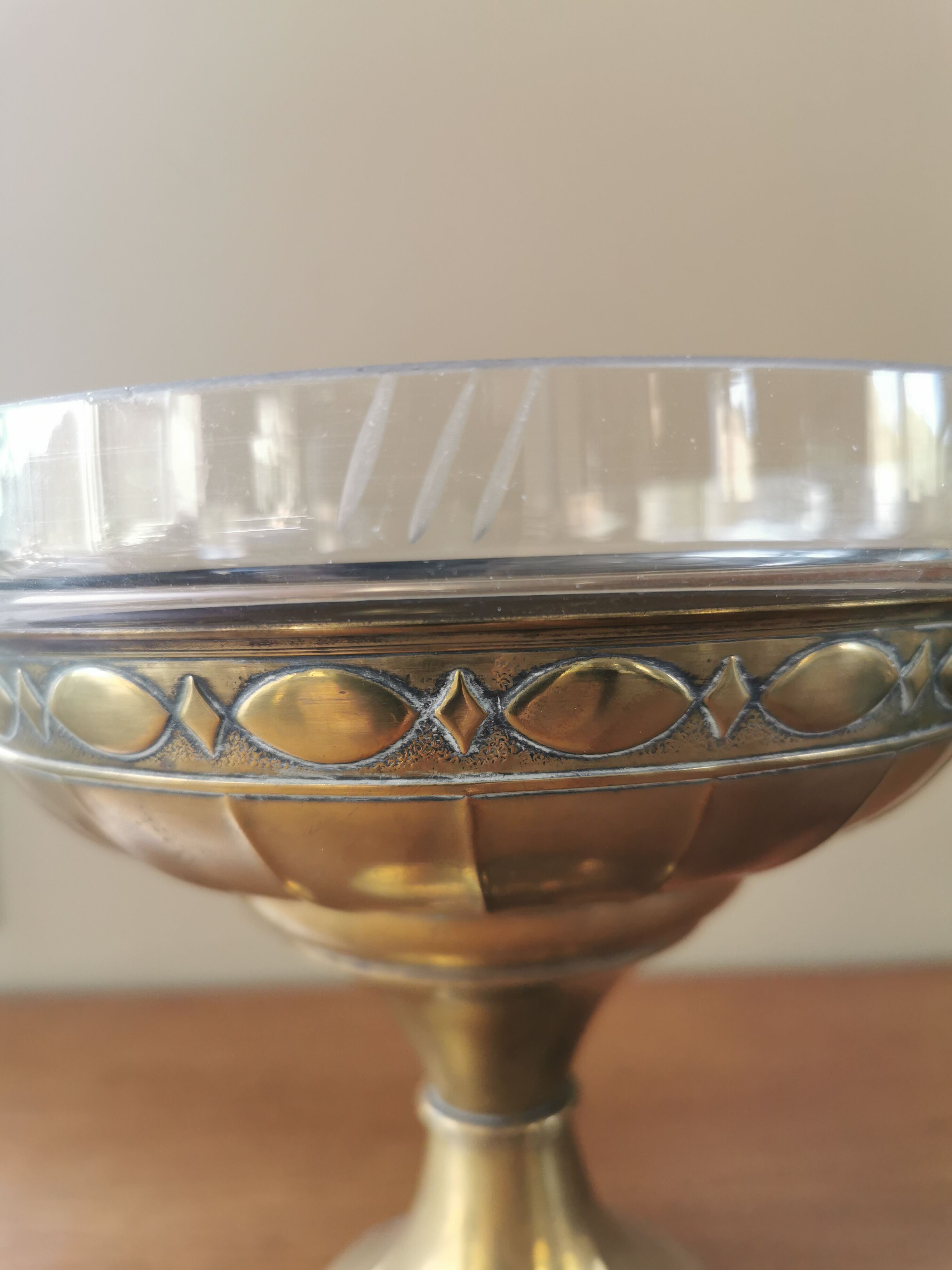 Brass and glass cup