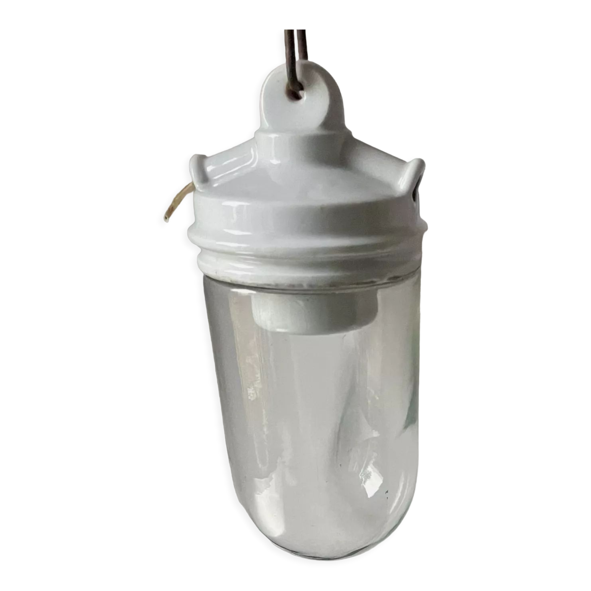 Art Deco ceiling pendant lamp in porcelain & glass