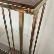Belgochrom OR 23K side table and elm magnifying glass from the 1970s.