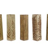 Brutalist stoneware vase with a plant motif. 1970s.