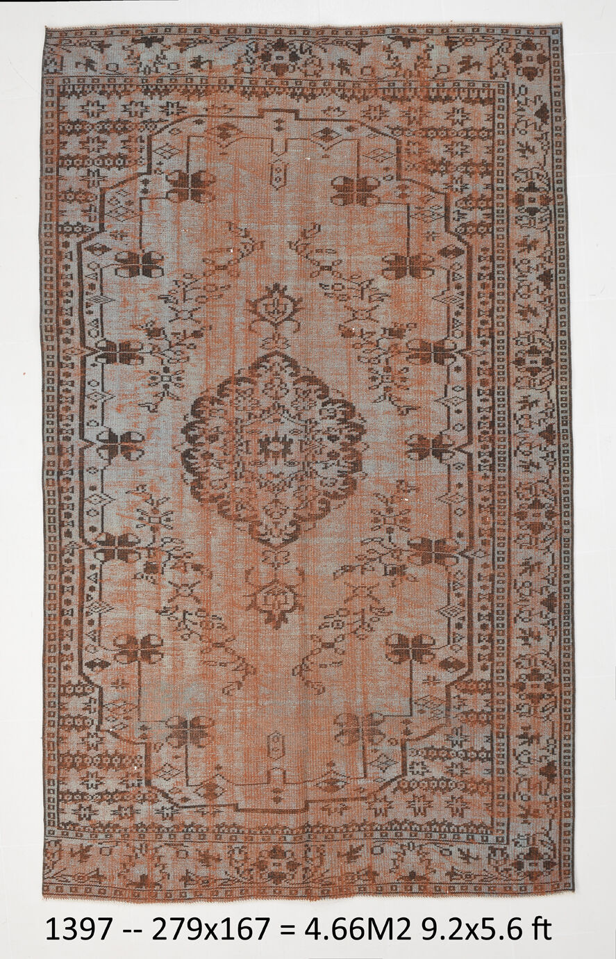 5x9 overdye vintage persian rug, 279x167cm