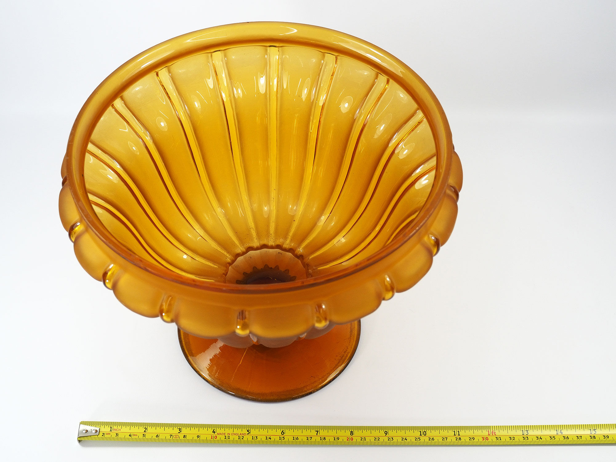 Art Deco Amber Glass Centerpiece Bowl-Circa 1930s