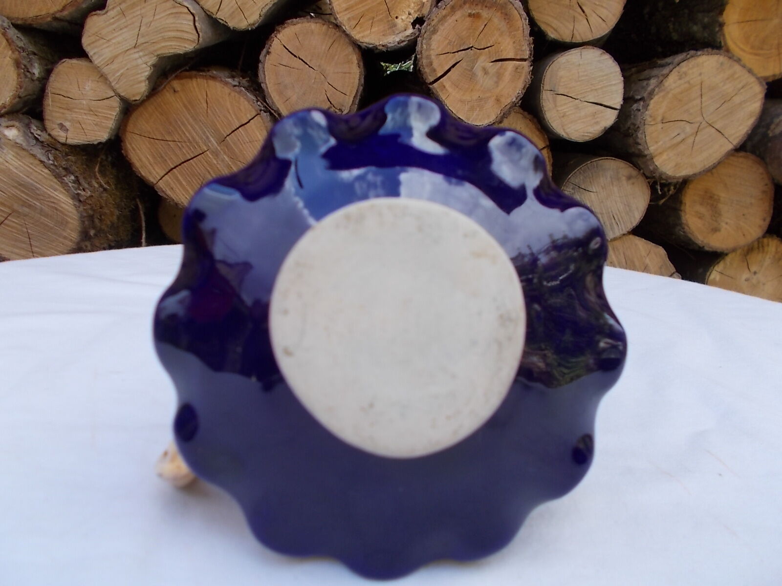 Blue and gold ceramic candlestick