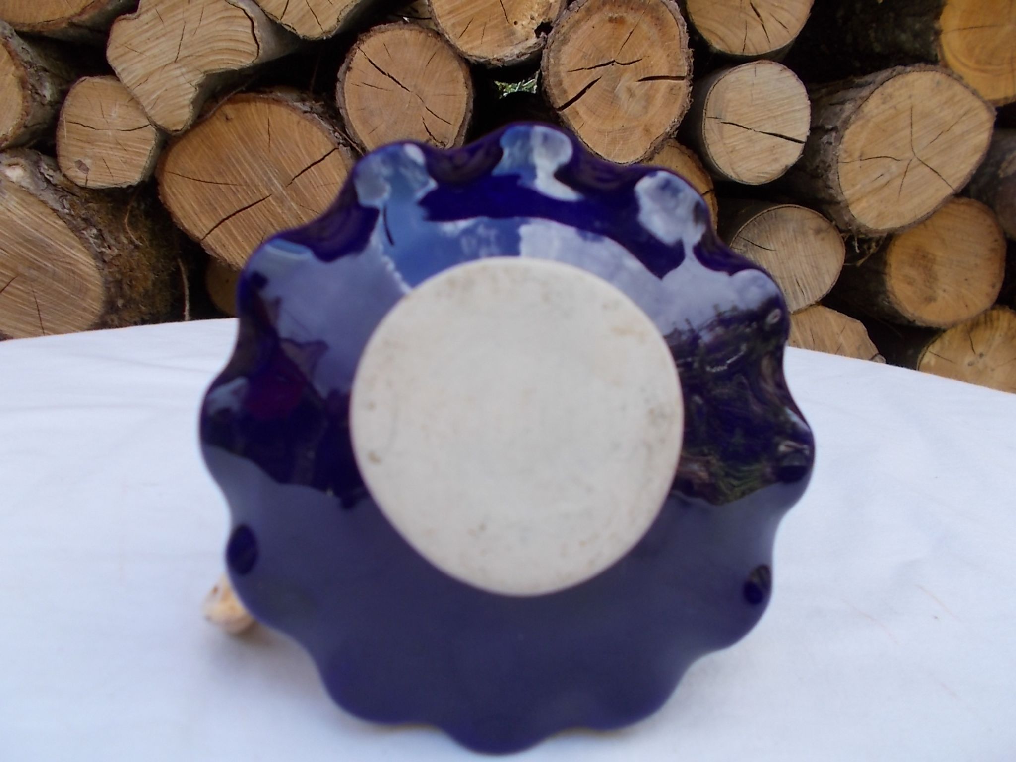 Blue and gold ceramic candlestick