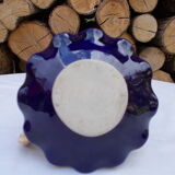 Bougeoir en faience bleu et or