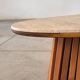 Oval travertine coffee table with ashwood slatted base – italy by forme