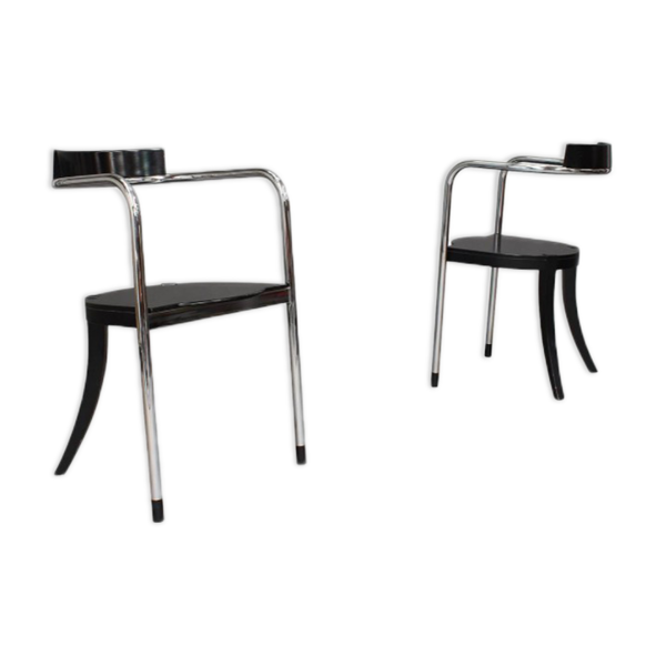 Set of 2 chrome lounge chairs by David Palterer for Zanotta italy 1980