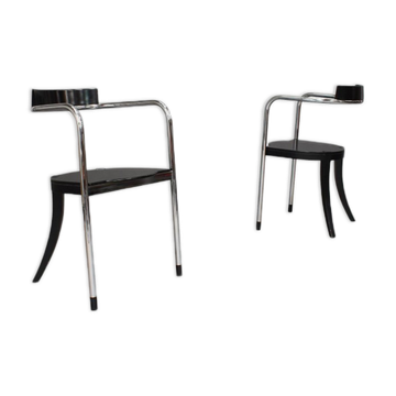 Set of 2 chrome lounge chairs by David Palterer for Zanotta italy 1980