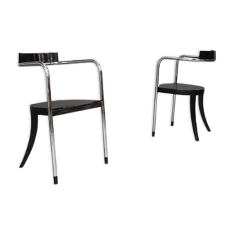 Set of 2 chrome lounge chairs by David Palterer for Zanotta italy 1980