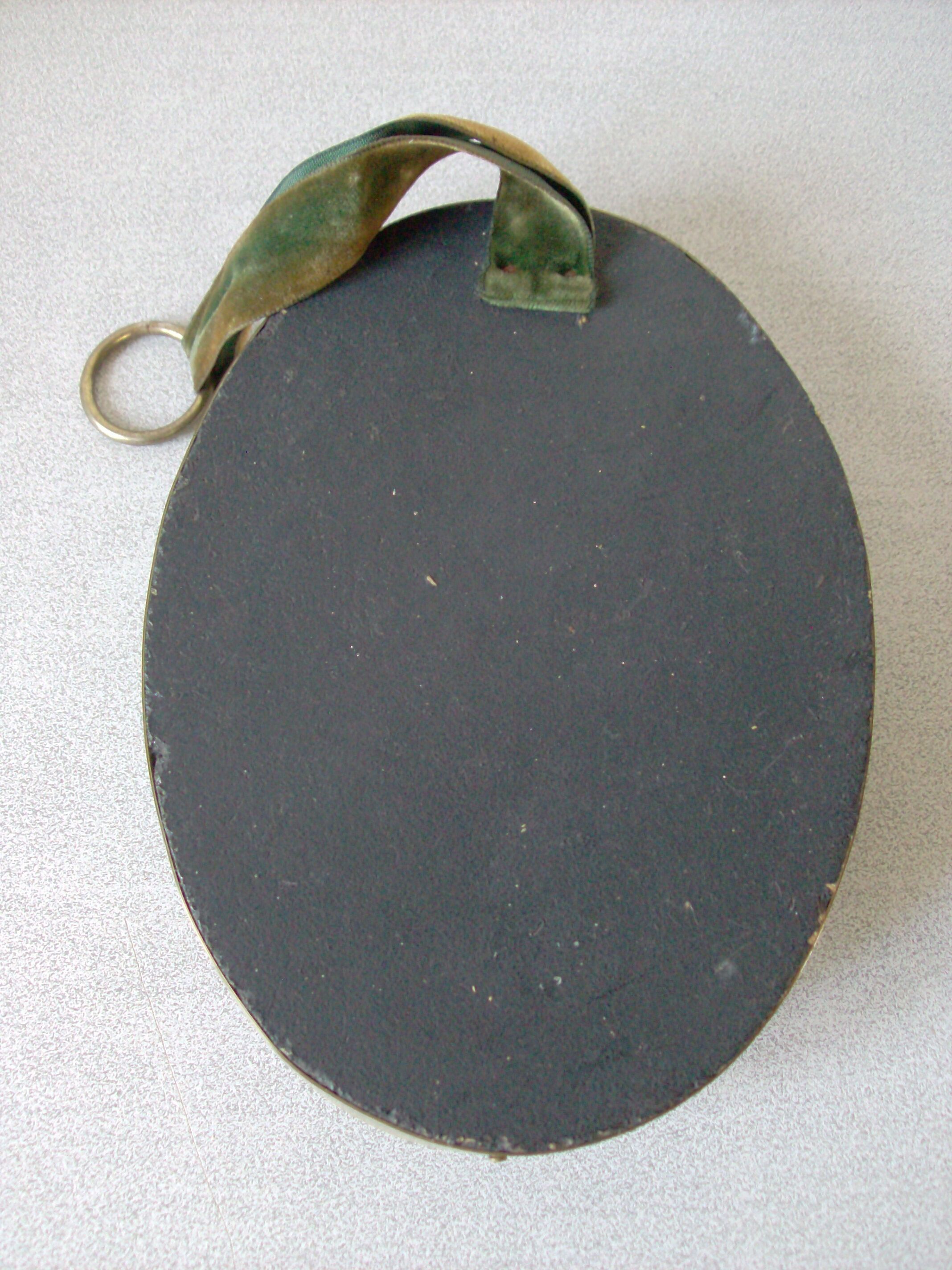 Frame medallion bouquet of dried natural flowers butterfly feather domed glass