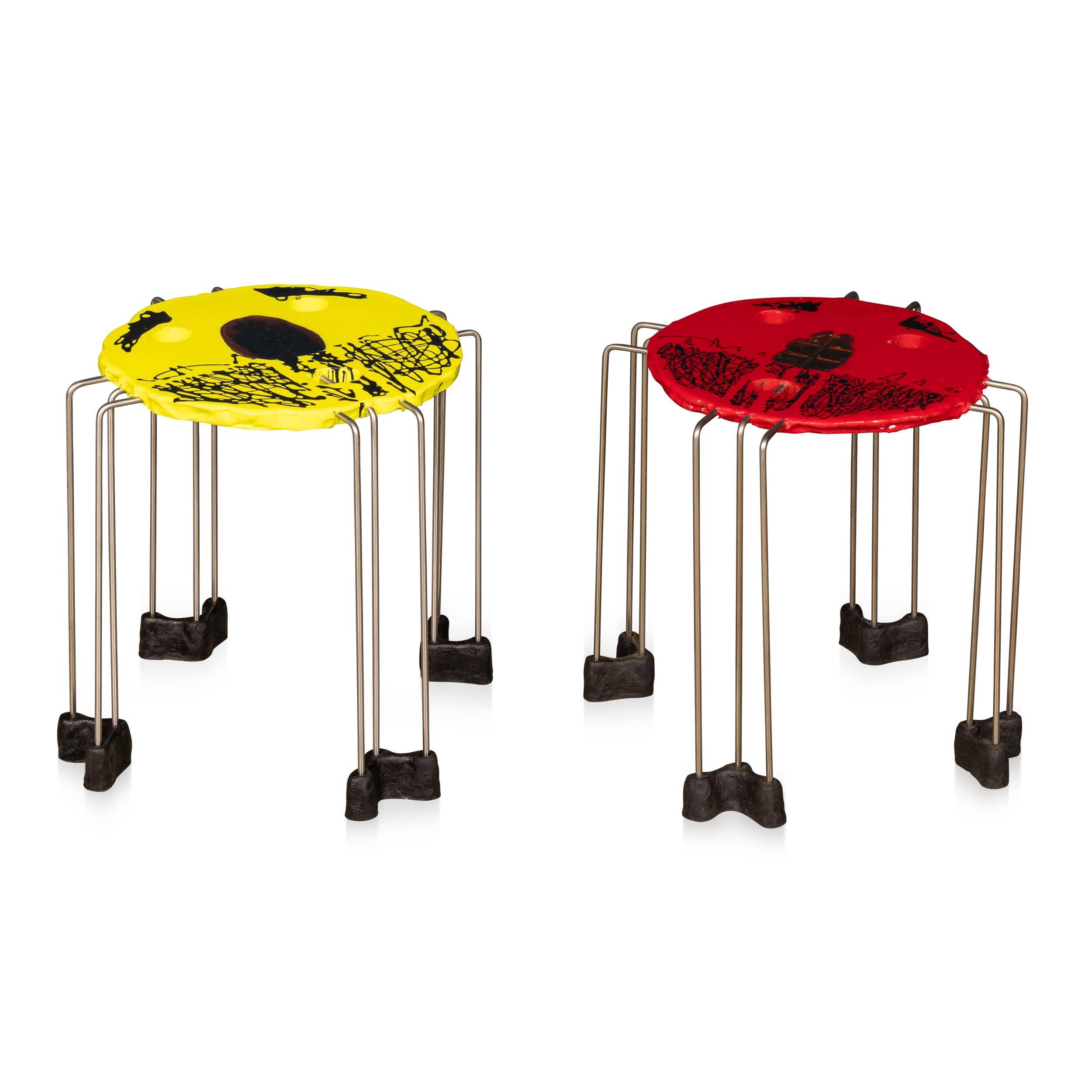 Paire de tables 'design poisson', série triple play, gaetano pesce