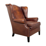 Vintage sheep leather wingback armchair, Druten