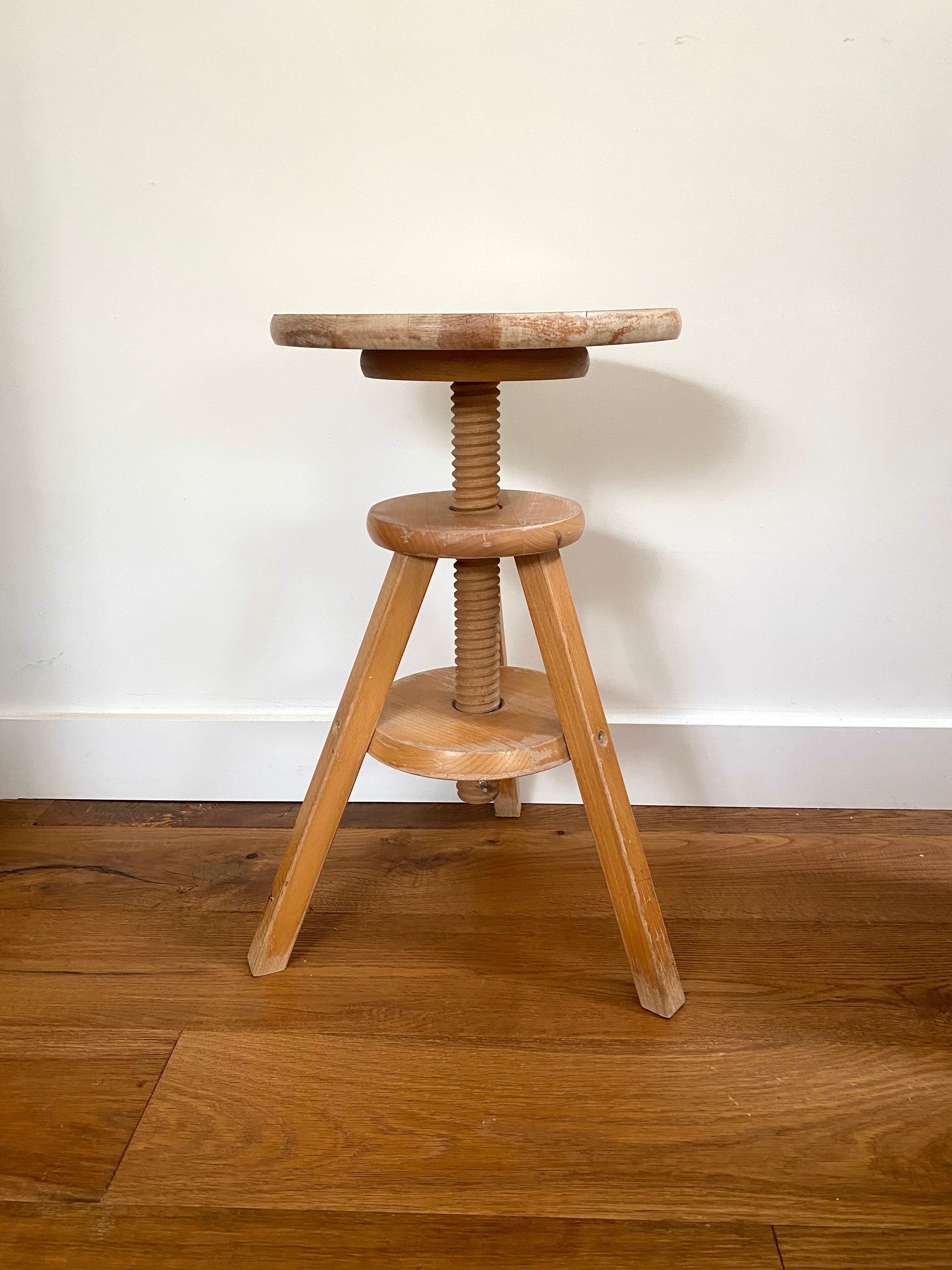 Watchmaker's stool in patinated antique wood