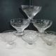 Set of 6 low glass champagne glasses ground decoration. 50s