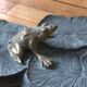 Glass and forged metal coffee table, frog and neuphar décor