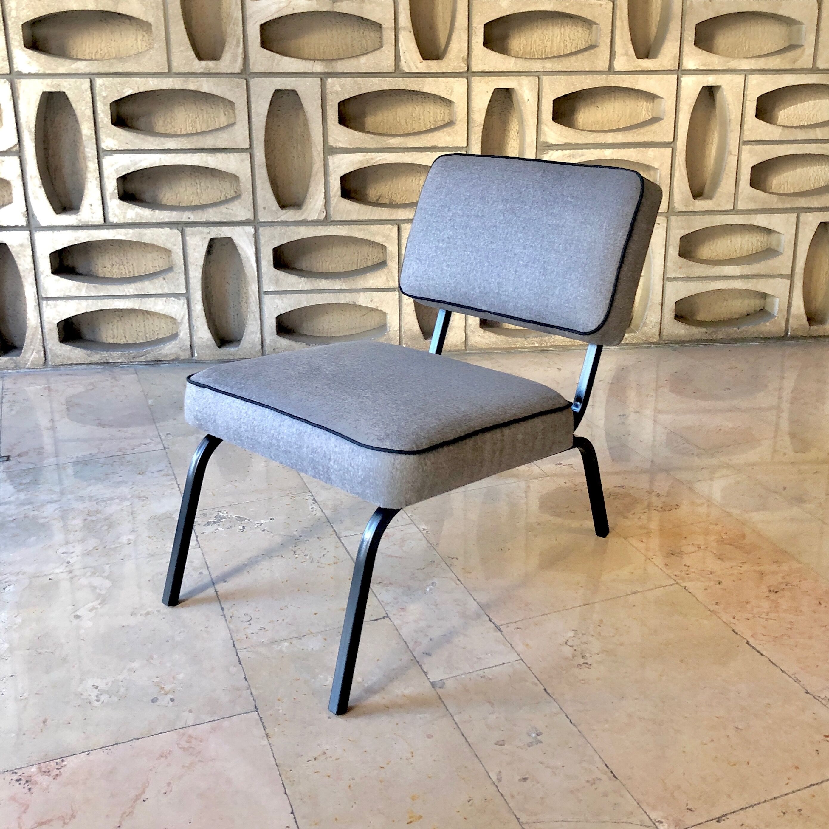 Vintage armchair from the 70s with angora fabric