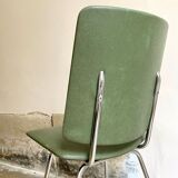 Chair in chrome aluminum and green skaï 1960s