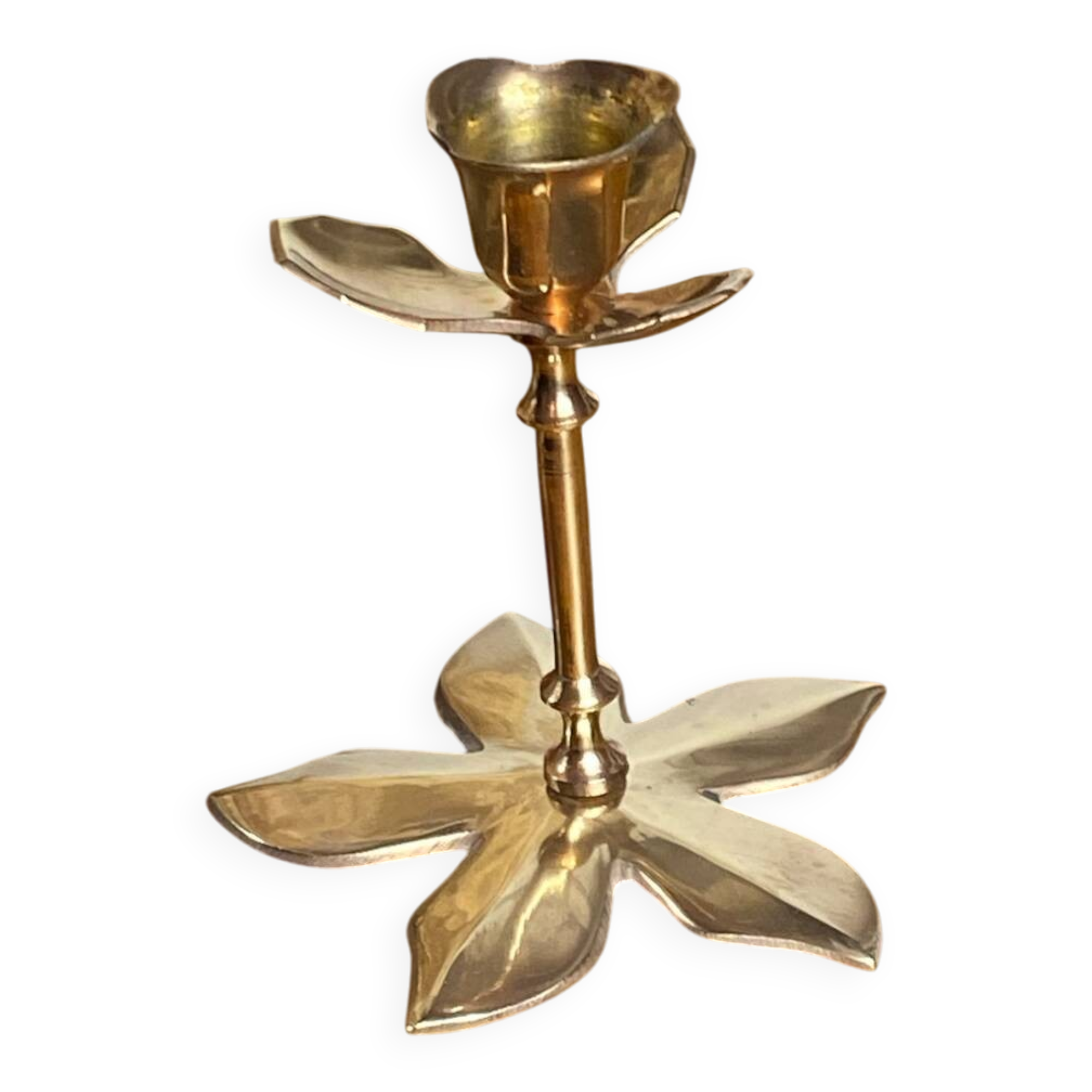 Brass flower candle holder