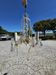 Antique chandelier with glass and crystal pendants, 5 lights, Venetian style.