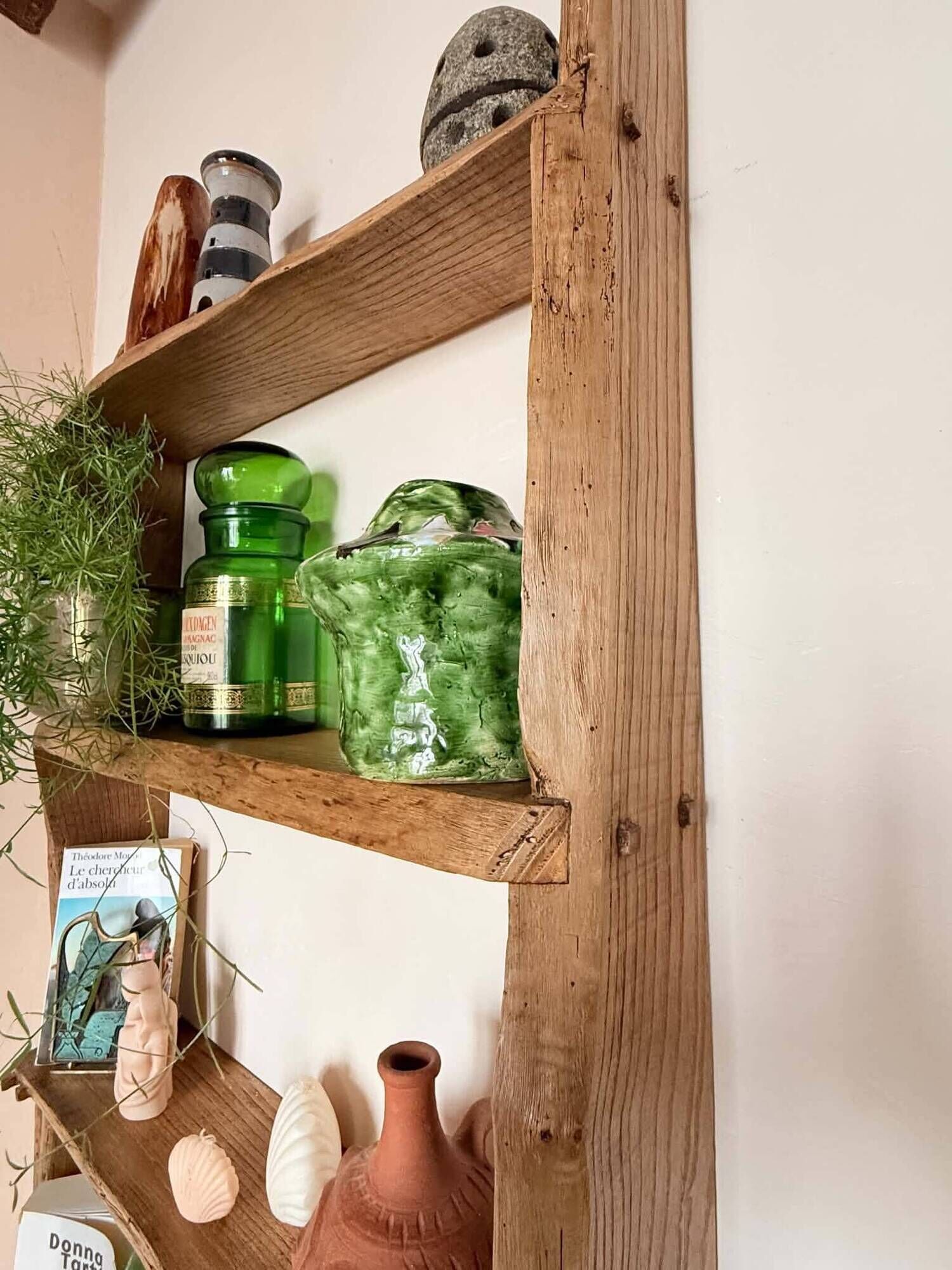Solid wood wall shelf / storage shelf