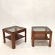 Pair of teak bedside tables and smoked glass
