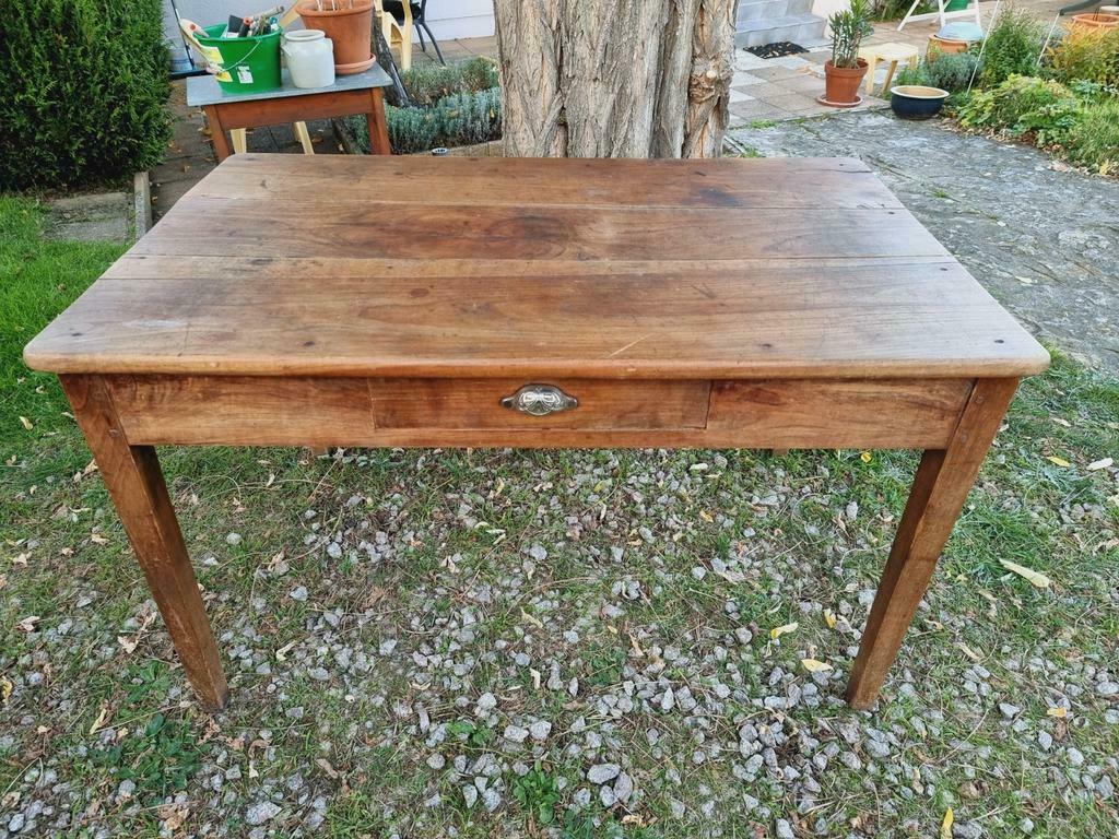 Antique farmers table French kitchen table walnut