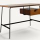 Bureau CM178 Pierre Paulin pour Thonet en chêne et métal noir – Années 1950