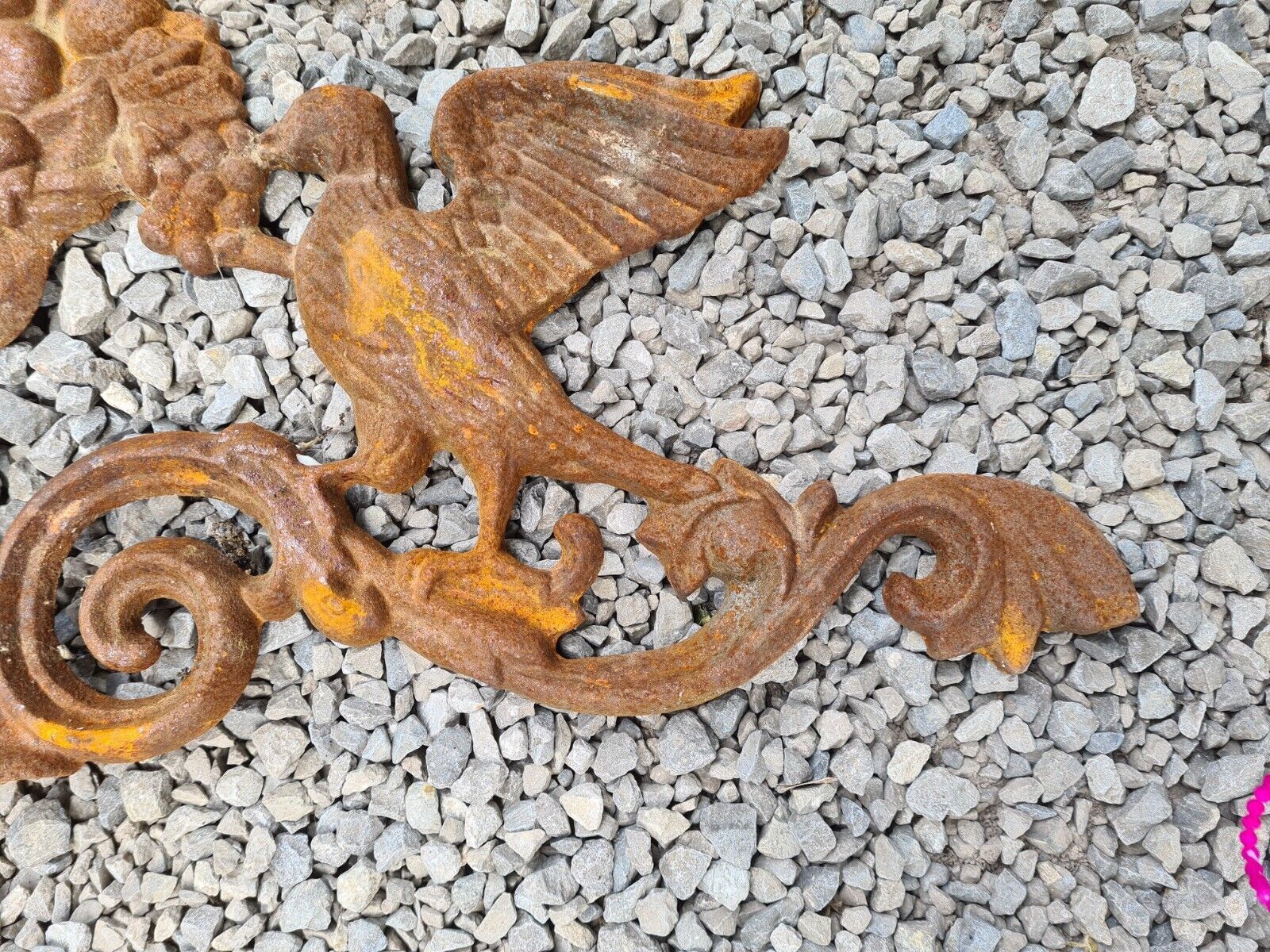Cast iron pediment with birds