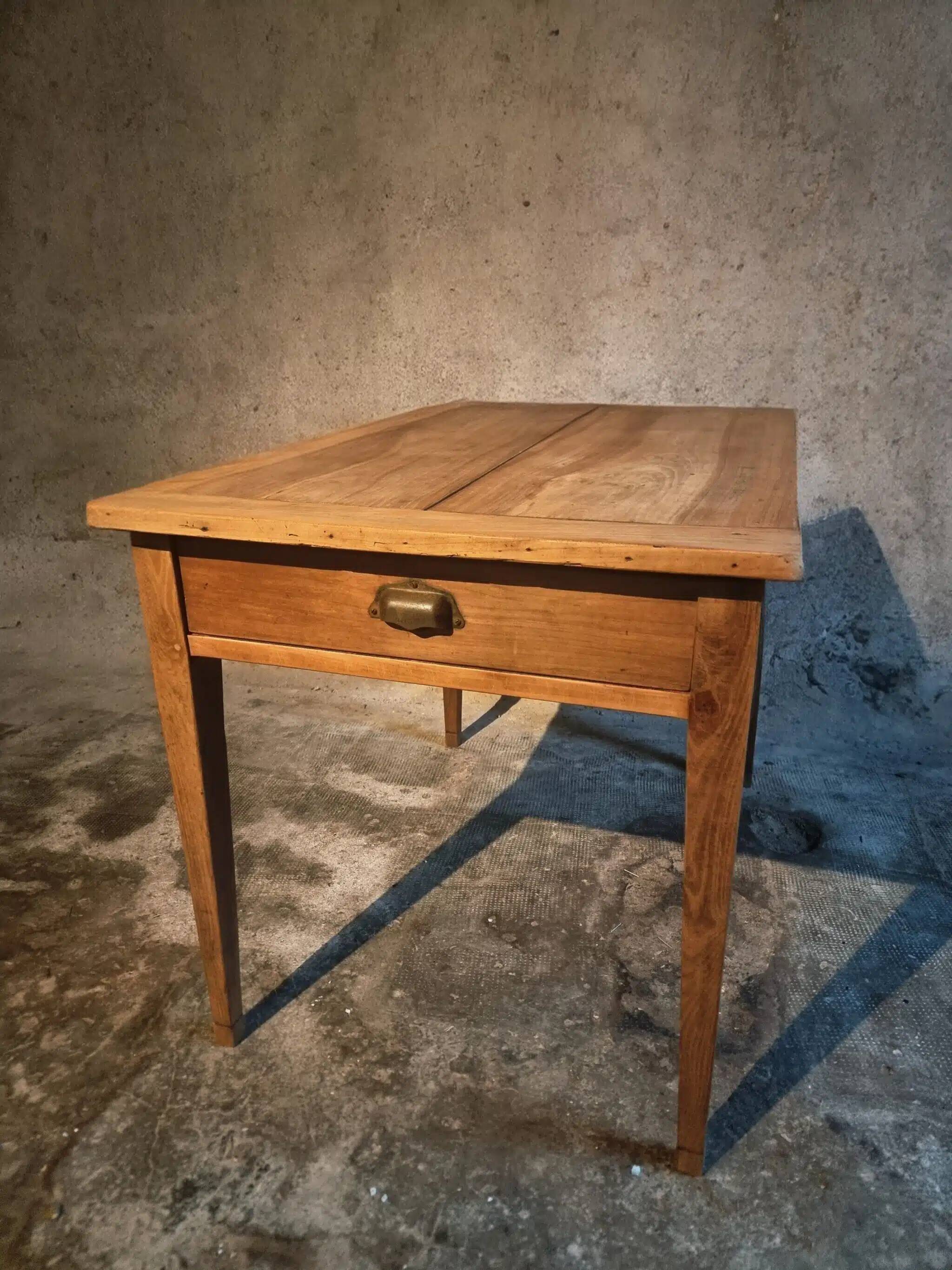 French rural farmhouse table with two drawers, 19th century.