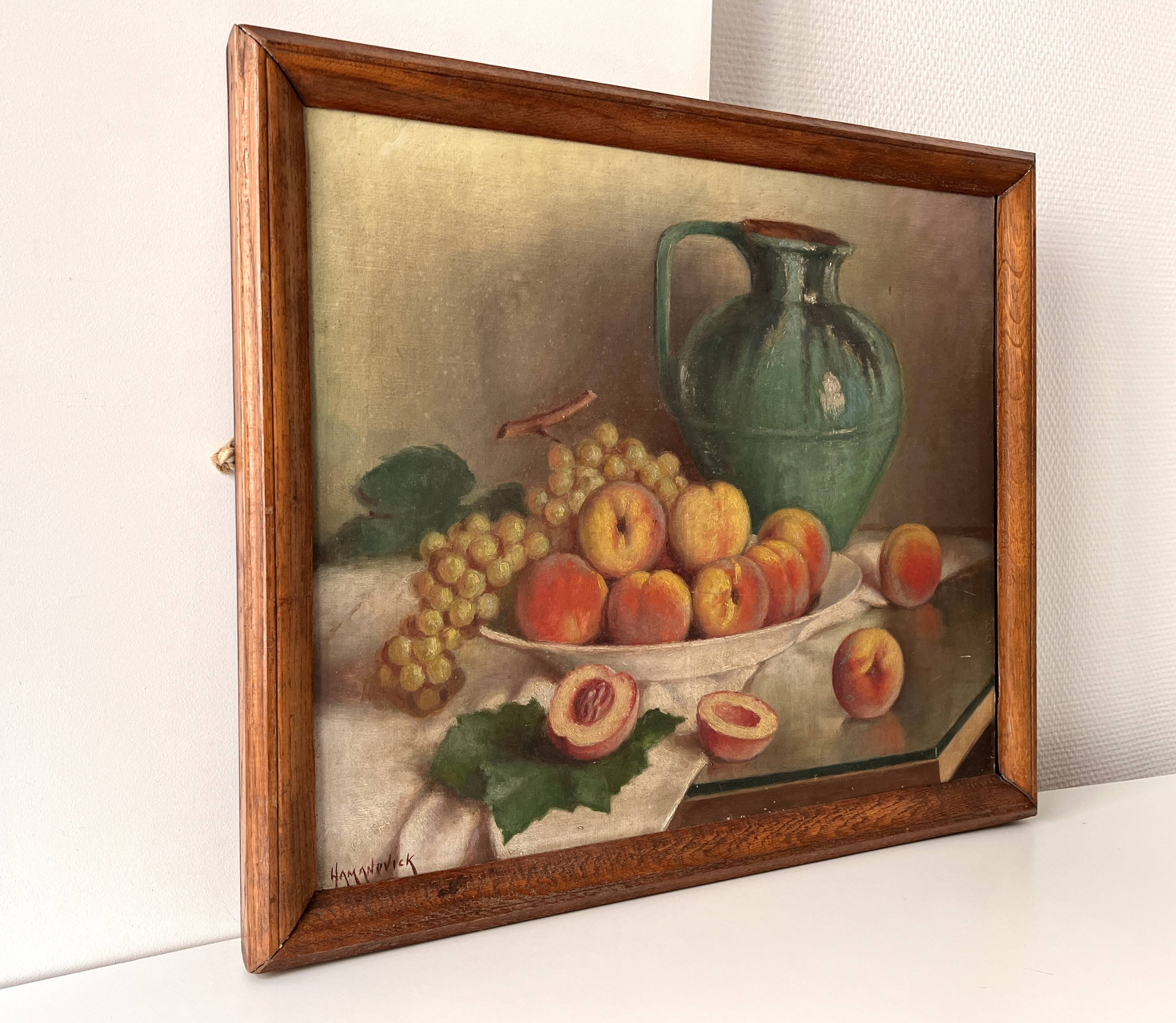 Still life with fruits, oil on canvas circa 1920