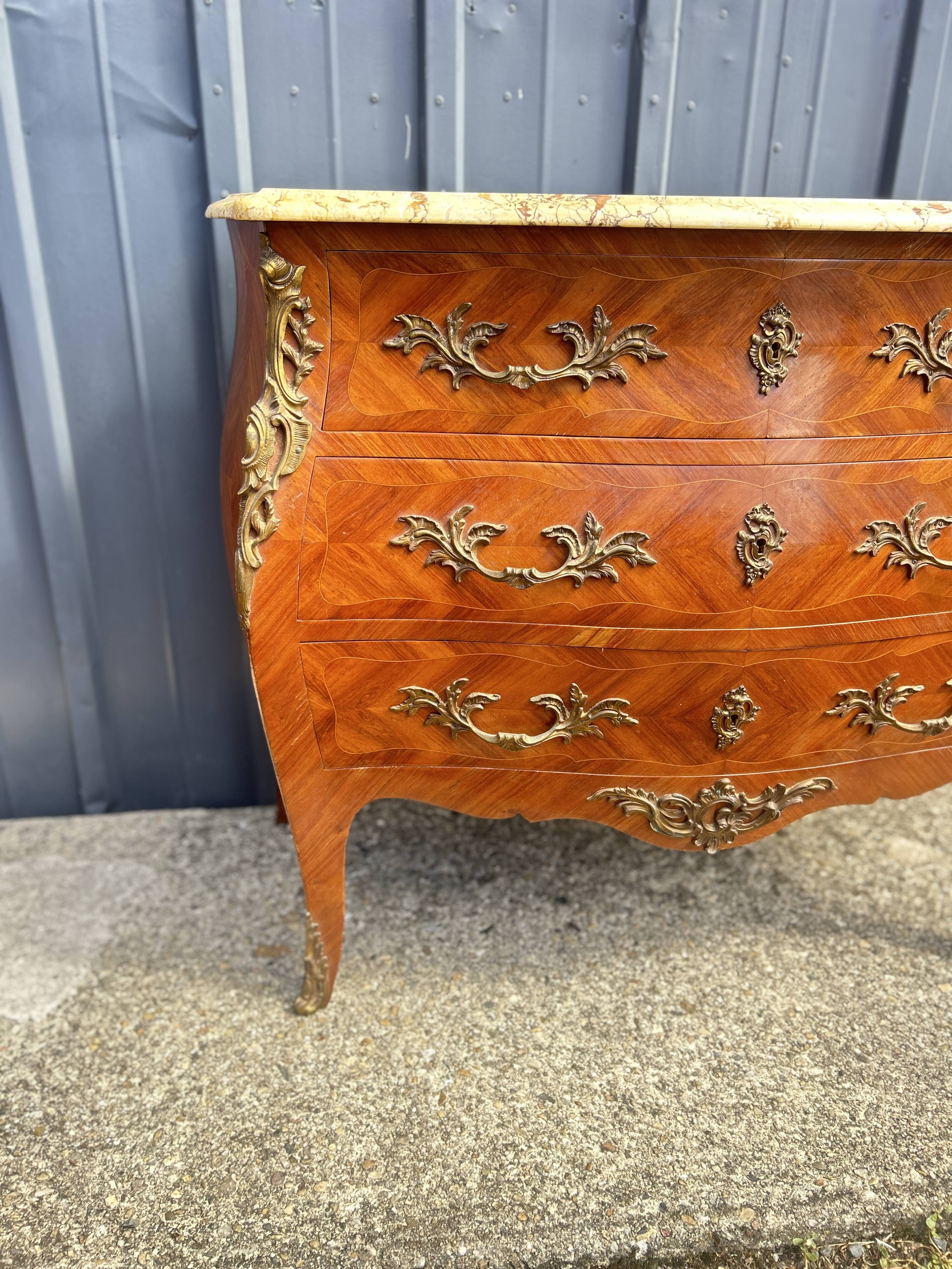 Louis XV Style Commode, 3 drawers, rosewood, marble top