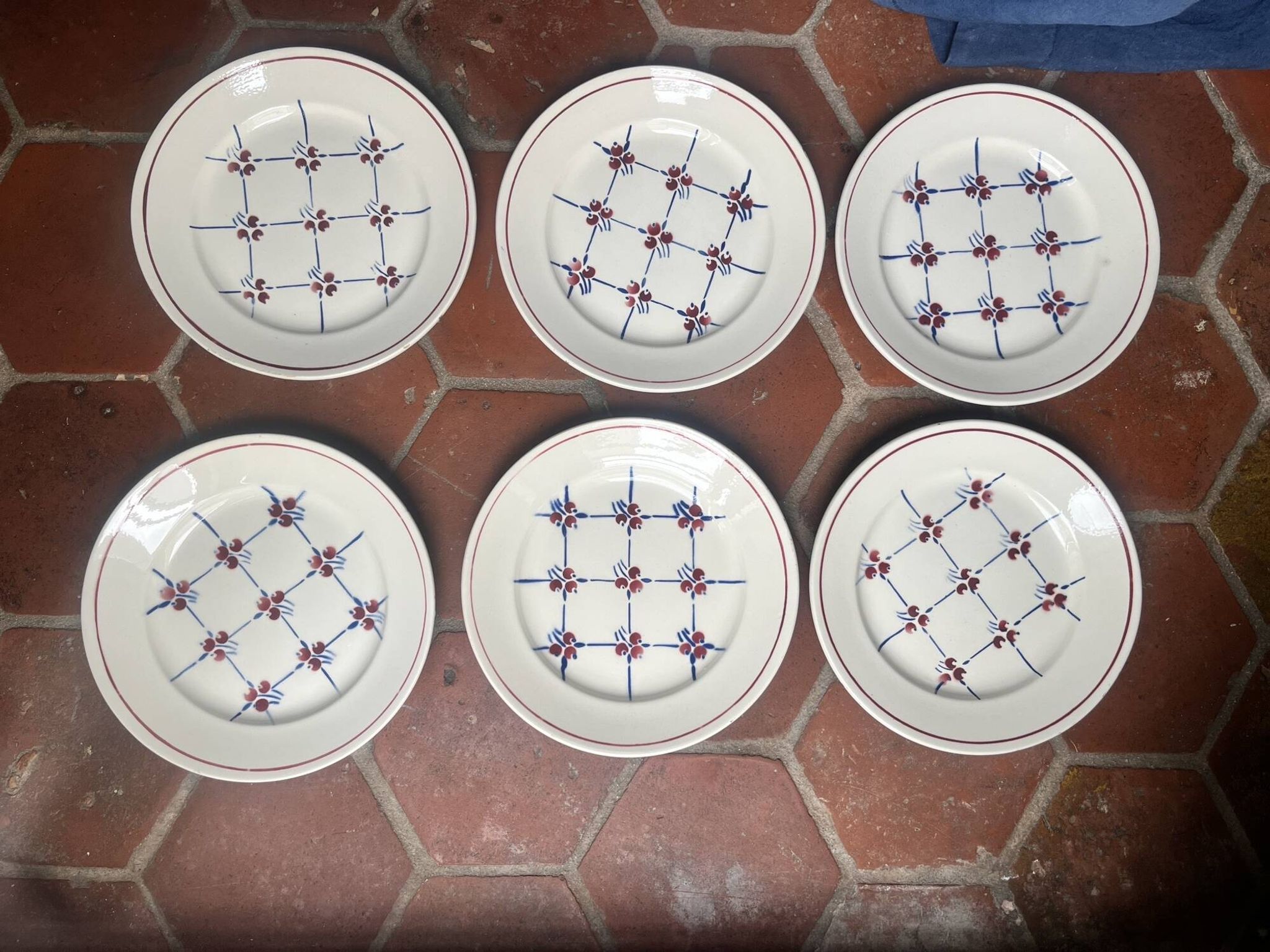 6 assiettes plates Badonviller modèle Normandie