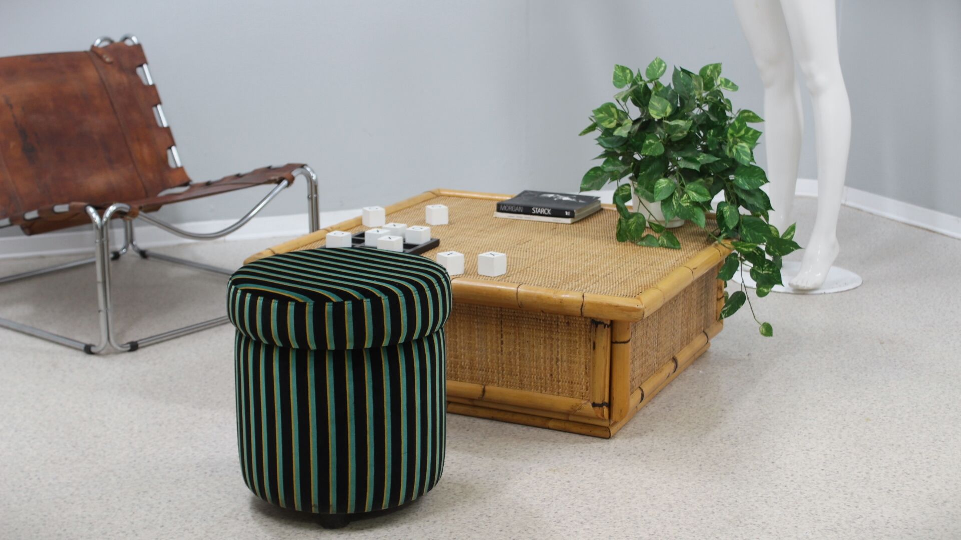 Vintage rattan coffee table dal vera 1960s