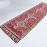 Super Soft Pink Turkish Vintage Runner Rug, 95x337Cm