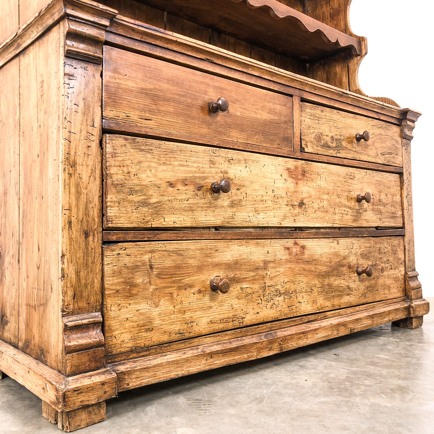 Antique pine wooden pewter cupboard 19th century