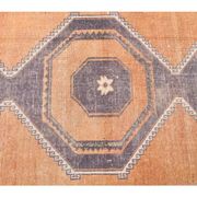 2'9x11'4 vintage orange geometric Turkish hand-knotted runner rug 87x348