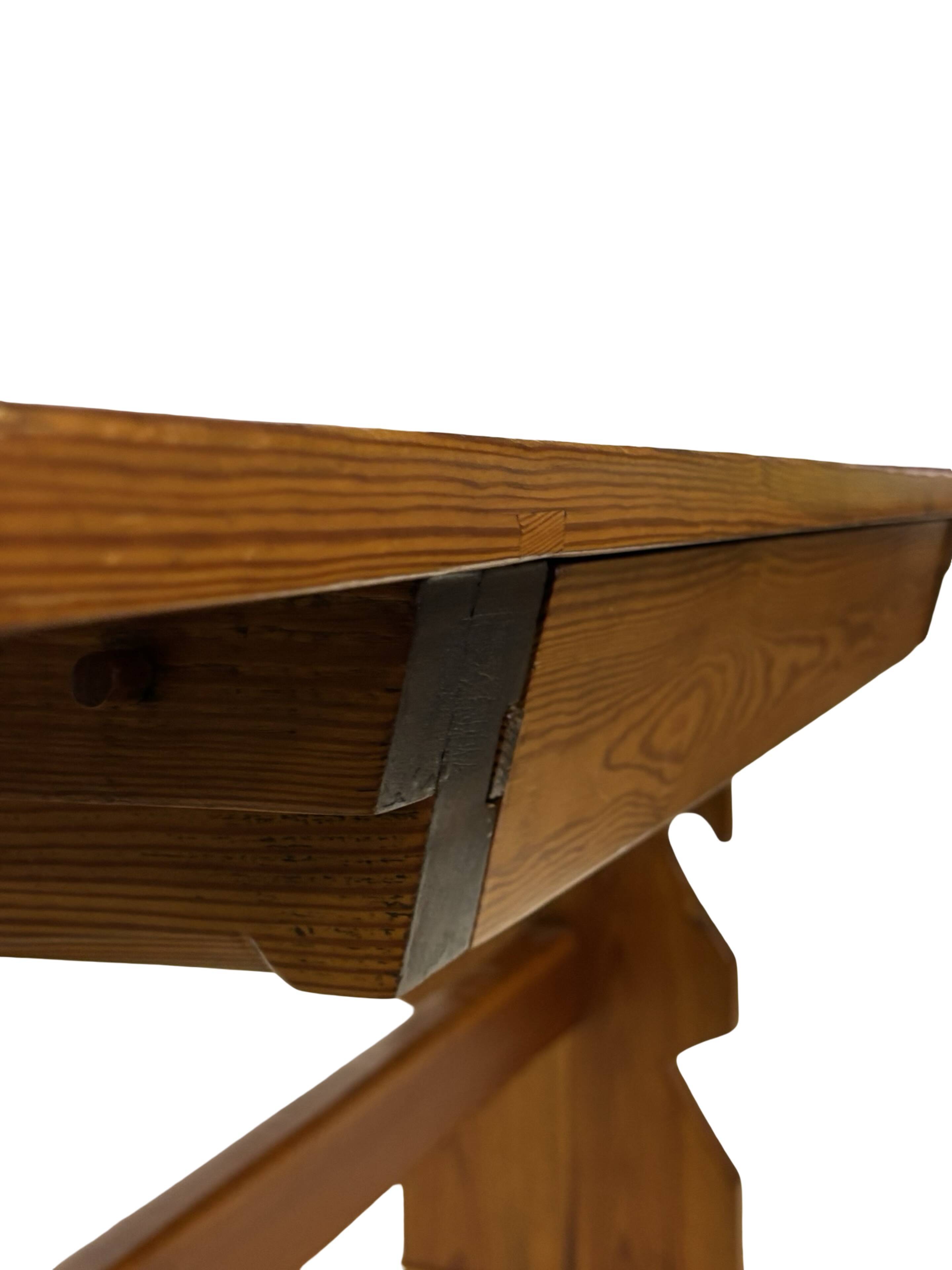 Vintage Pinewood Dining Table Desk with Drawer 60s Design