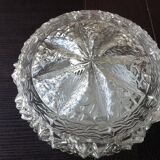 Structured glass round ceiling lamp vintage 60s-70s