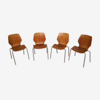 Lot of 4 chairs in teak 60's