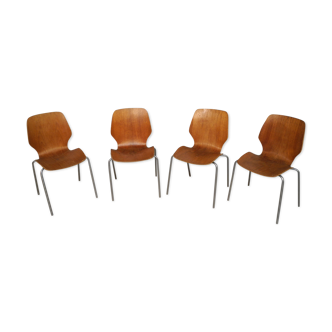 Lot of 4 chairs in teak 60's