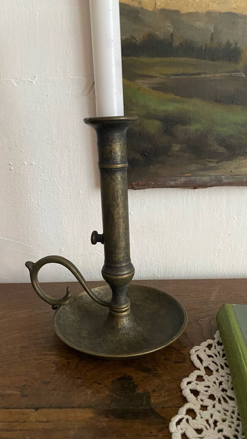 Antique burnished brass candlestick
