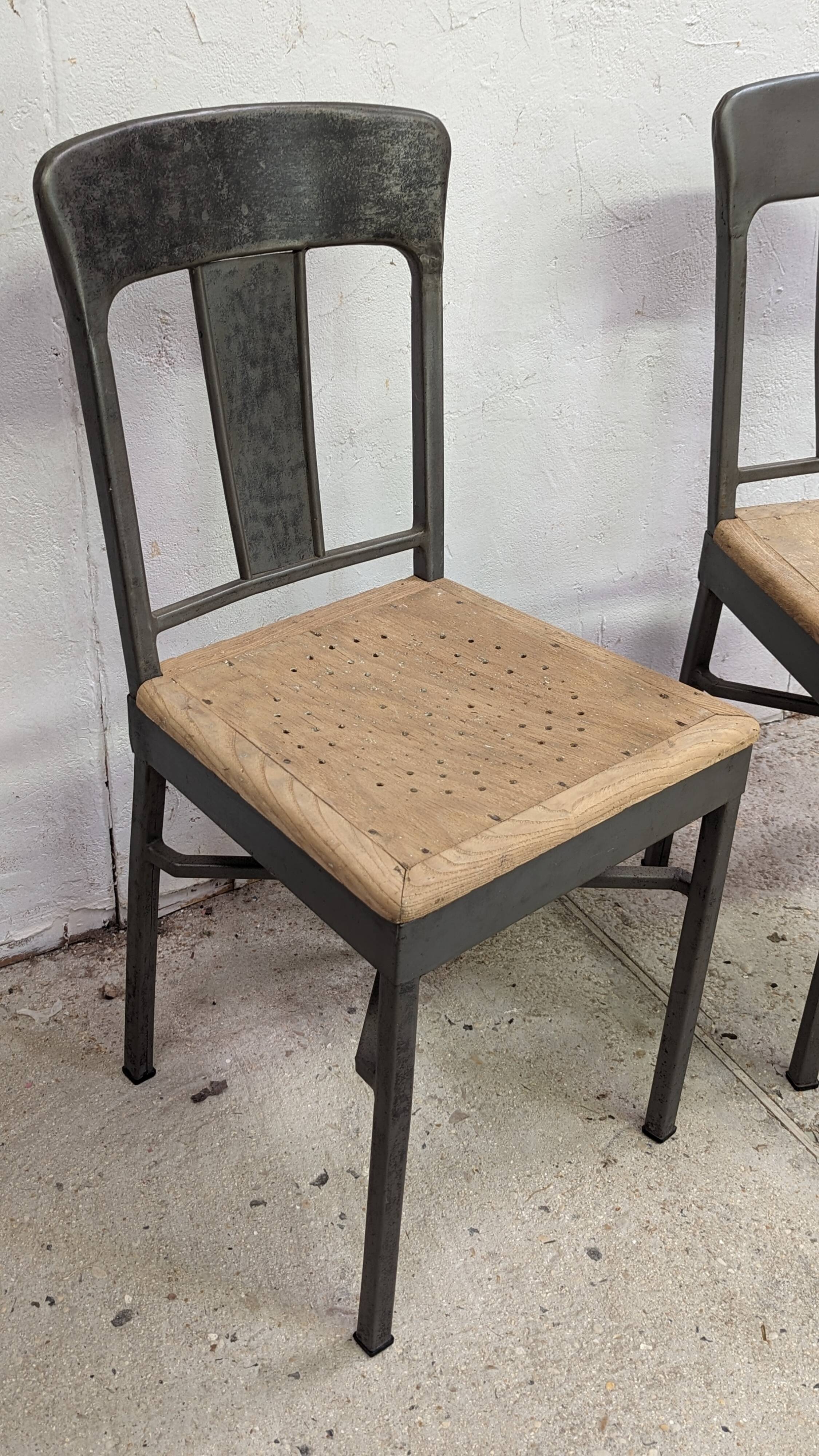 Pair of industrial workshop chairs, vintage design, 50s and 60s